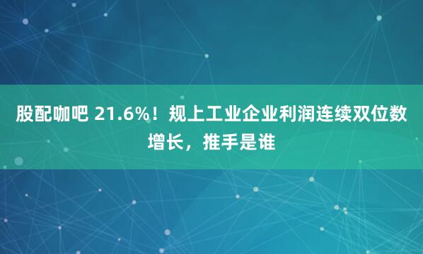 股配咖吧 21.6%！规上工业企业利润连续双位数增长，推手是谁